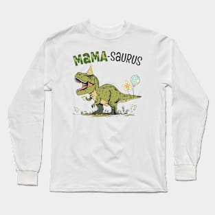 Mama Saurus T-Rex Dinosaur Birthday Party Long Sleeve T-Shirt